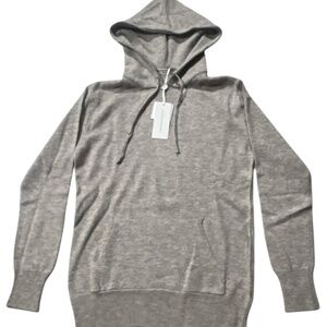NWT Maison Cashmere Italy Light Grey Women's Pure Cashmere Hoodie Sweatshirt M
